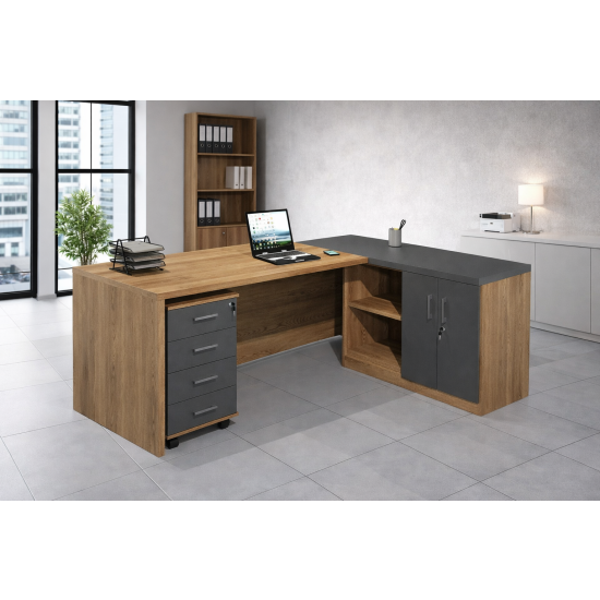 Biurko Narożne Gabinetowe Stylowe Premium